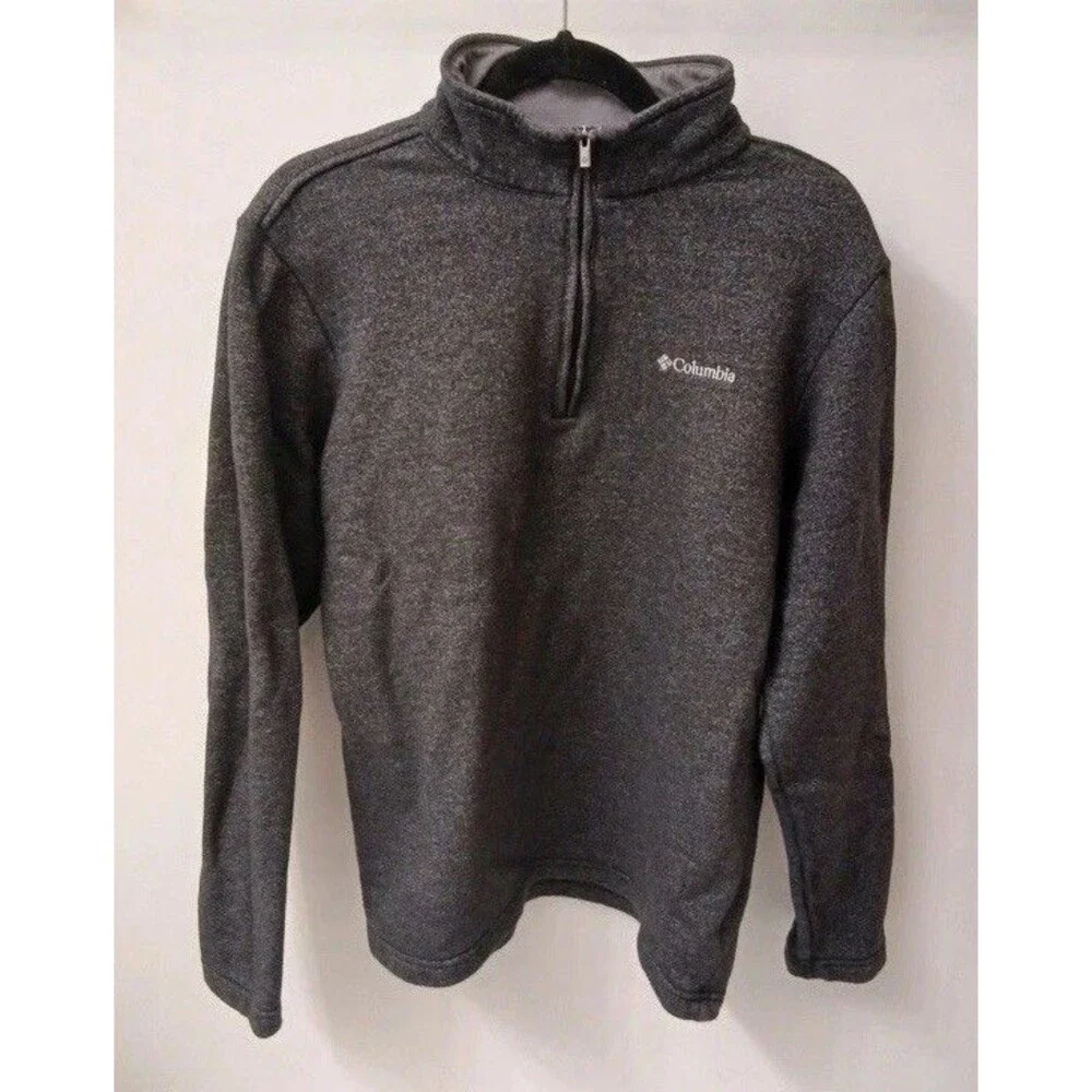 Columbia 1/4 Zip Sweater Dark Gray Knit  Pullover Long Sleeve Mens M